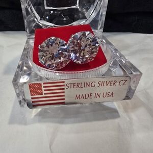 Brilliant Solitaire Stud Earrings - .925 Sterling Silver VVS CZ. 15MM UNISEX